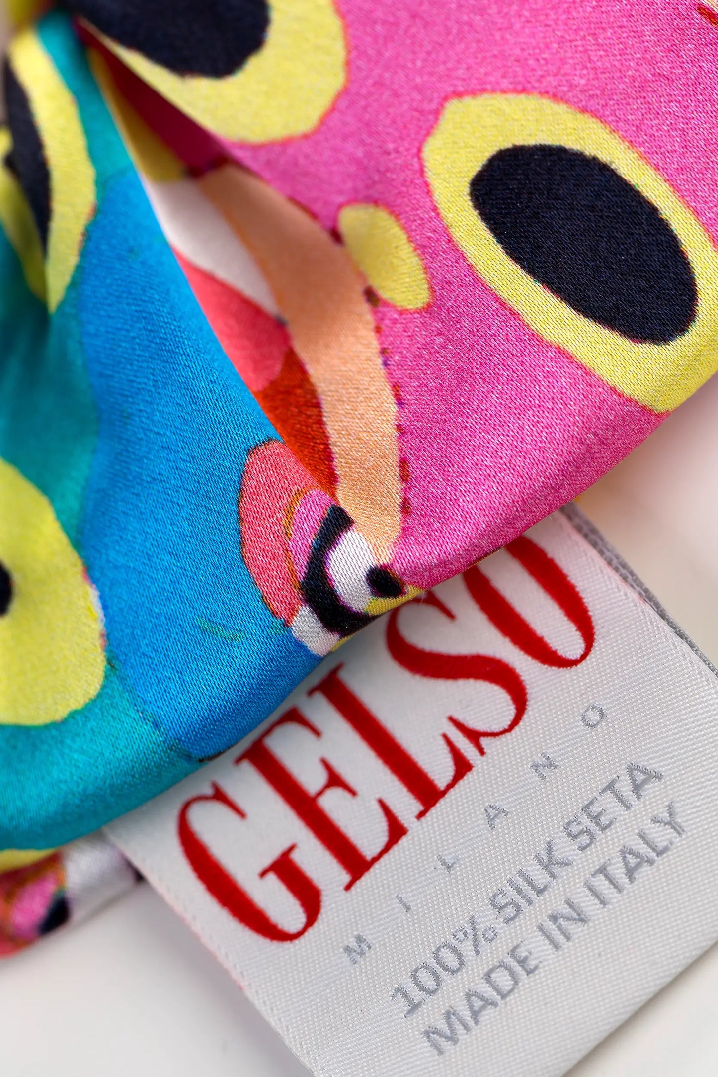 Detail of Large Silk Hair Scrunchie - Harlequin Print