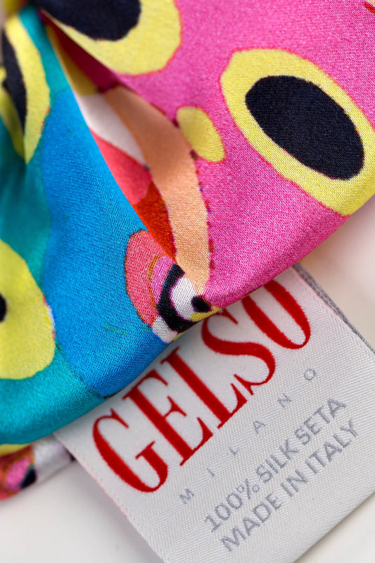 Detail of Large Silk Hair Scrunchie - Harlequin Print