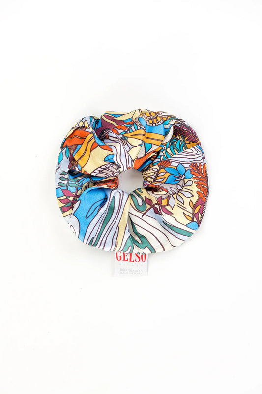 Large Silk Hair Scrunchie - Jungle Print