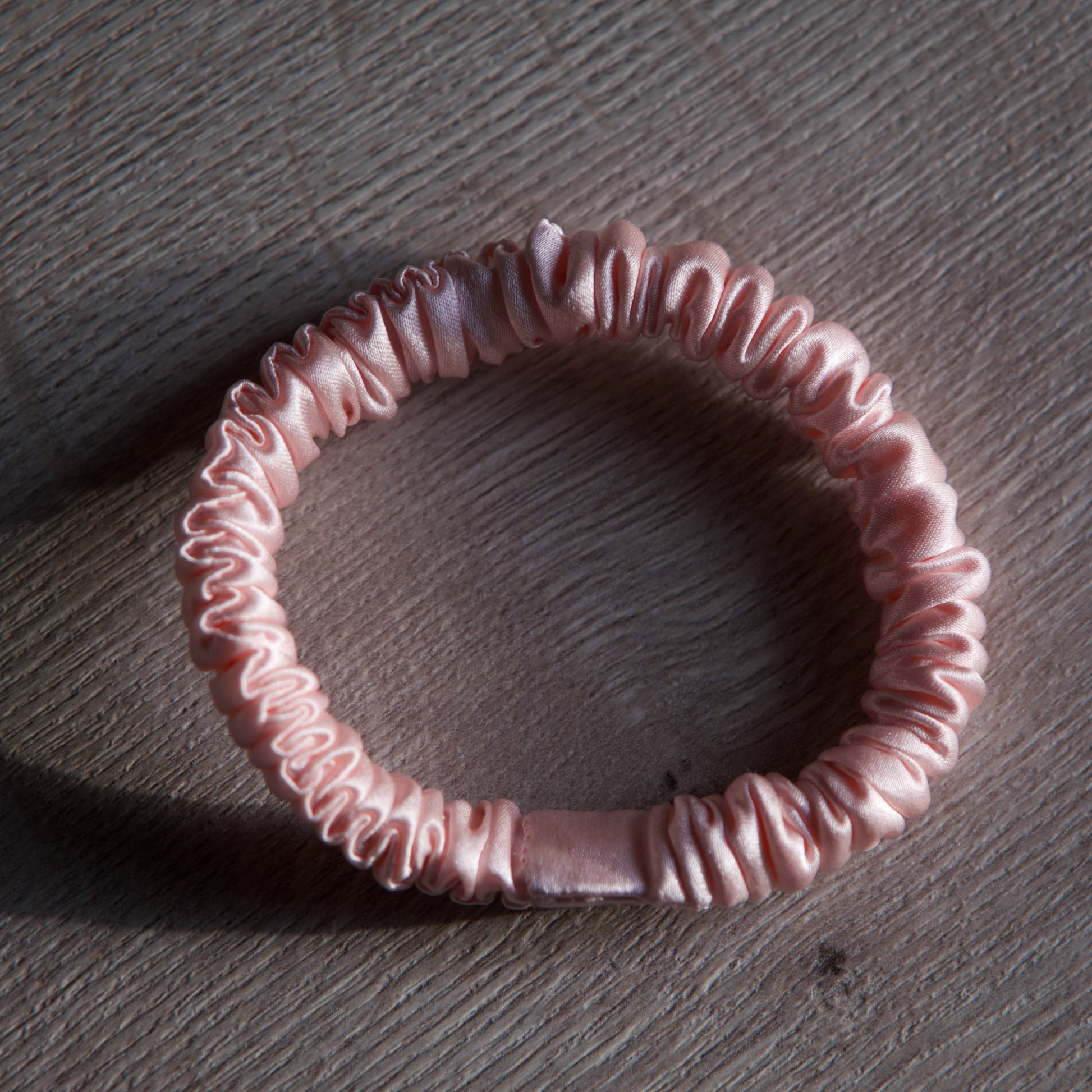 Pink mulberry silk skinny scrunchies