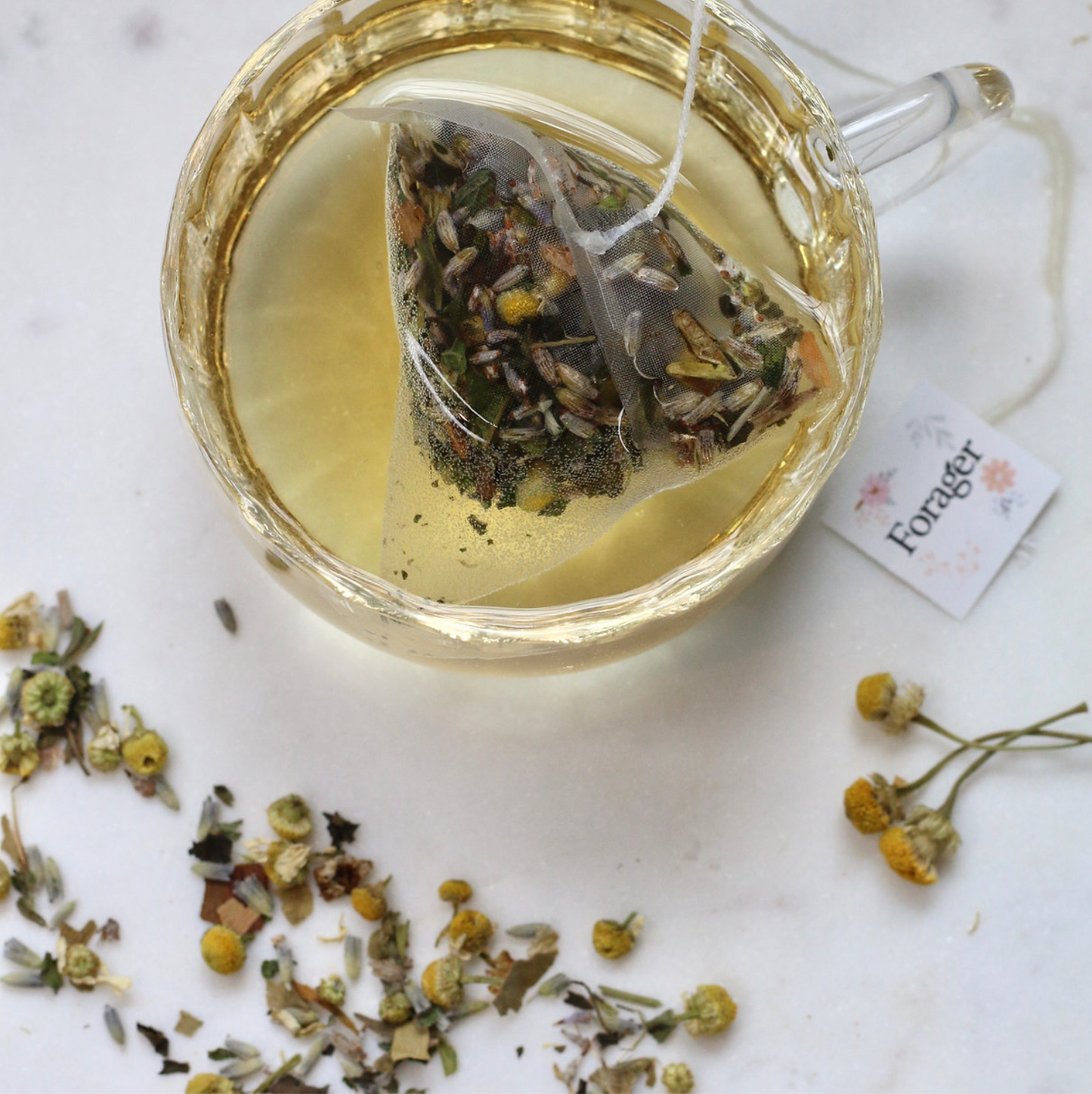A cup of tea with a tea bag in it