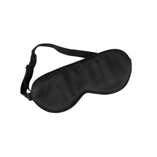 Black mulberry silk eye mask with elastic adjustable strap