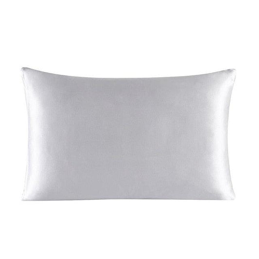 Silvery Grey Silk Pillowcase With Zipper