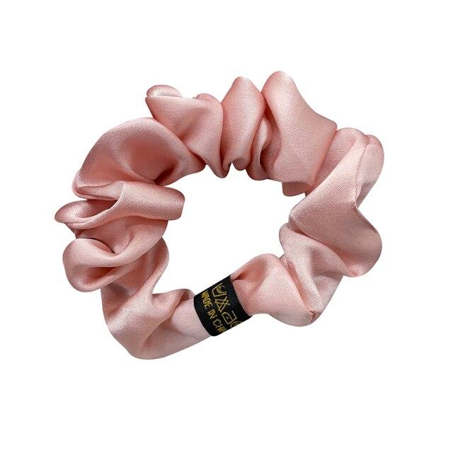 Coral Pink Silk Hair Scrunchies