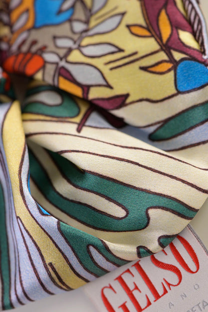 Large Silk Hair Scrunchie - Jungle Print - Detail View