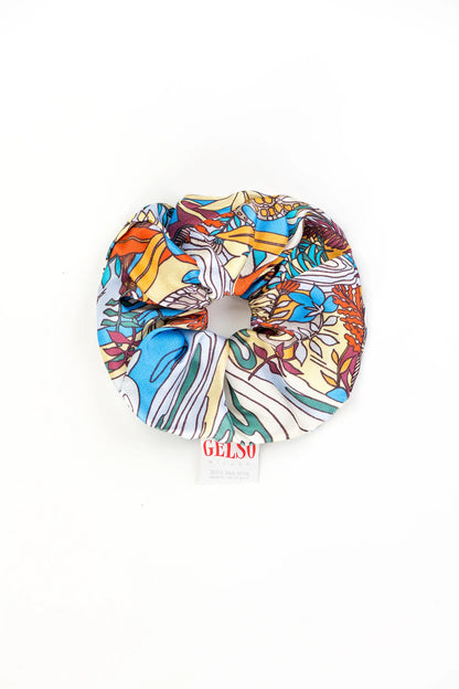 Large Silk Hair Scrunchie - Jungle Print