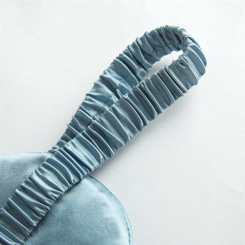 Blue silk sleep mask detail