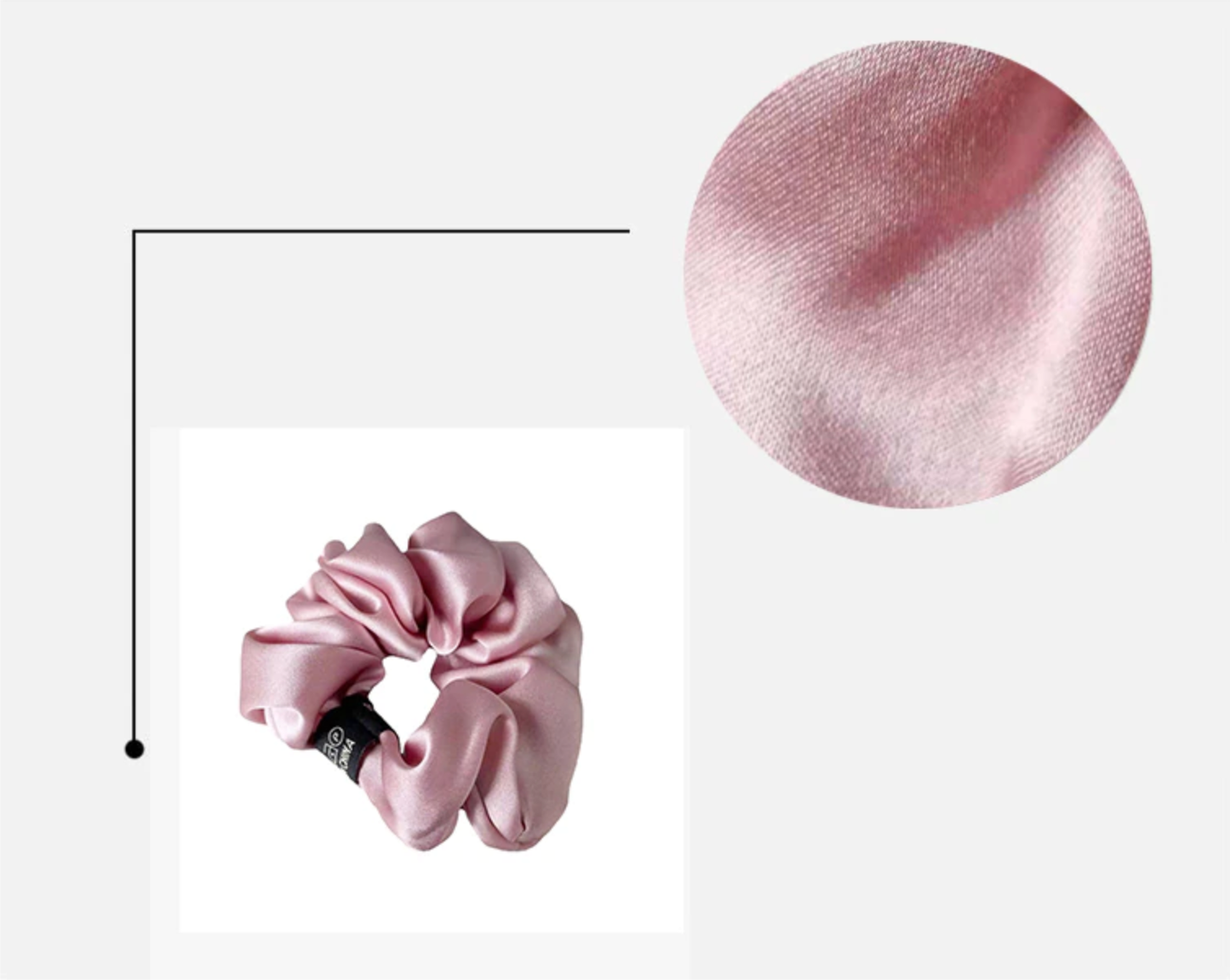 Pink Silk Hair Scrunchy showing detail