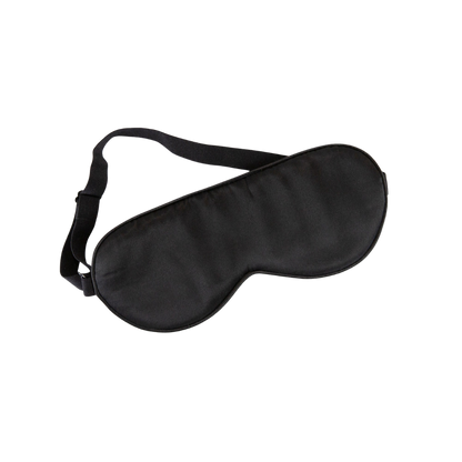 Black mulberry silk eye mask with elastic adjustable strap