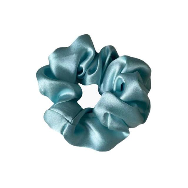 Teal Silk Hair Scrunchies