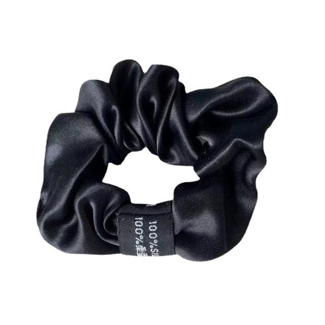 Black Silk Hair Scrunchy