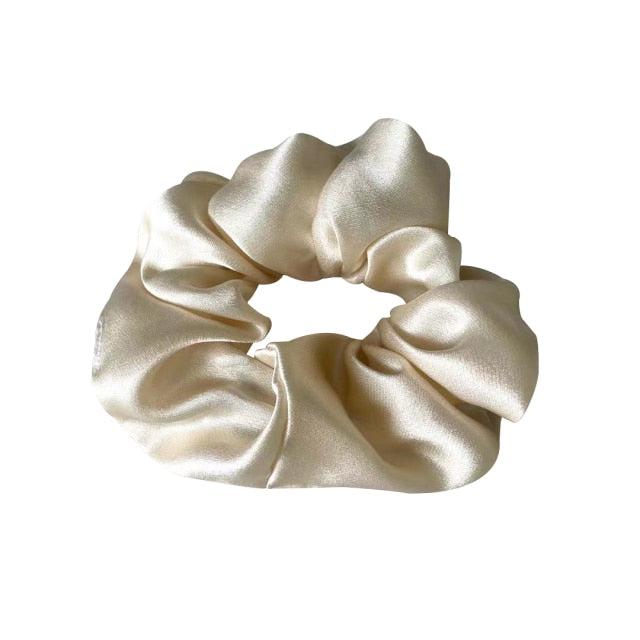 Oyster White Silk Hair Scrunchy