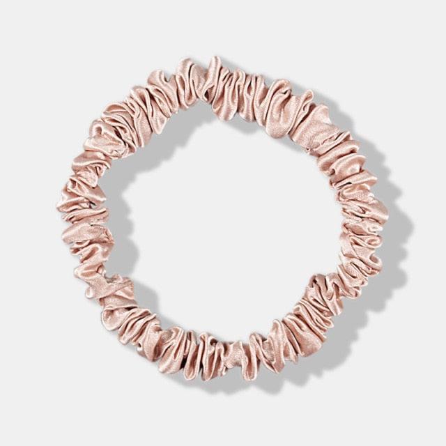 Coral Pink Mulberry Silk Skinny Scrunchies