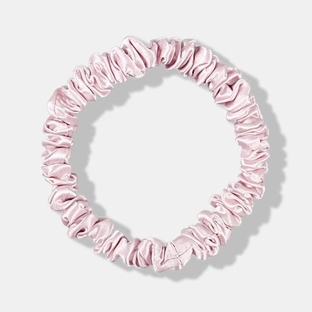 Cherry Blossom Pink Mulberry Silk Skinny Scrunchies