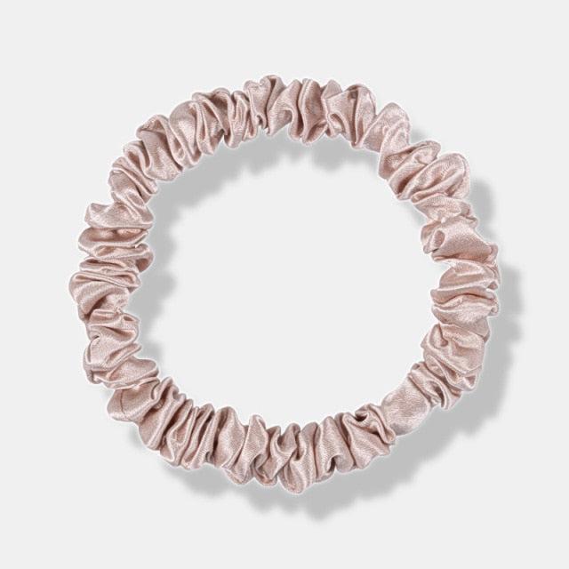 Rose Gold Mulberry Silk Skinny Scrunchies