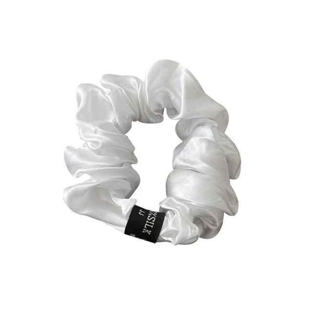 White Silk Hair Scrunchies