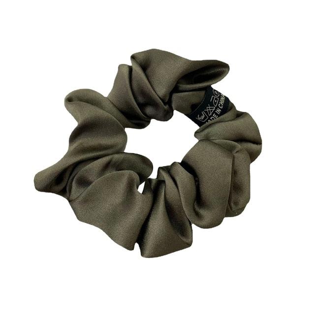 Green Silk Hair Scrunchy